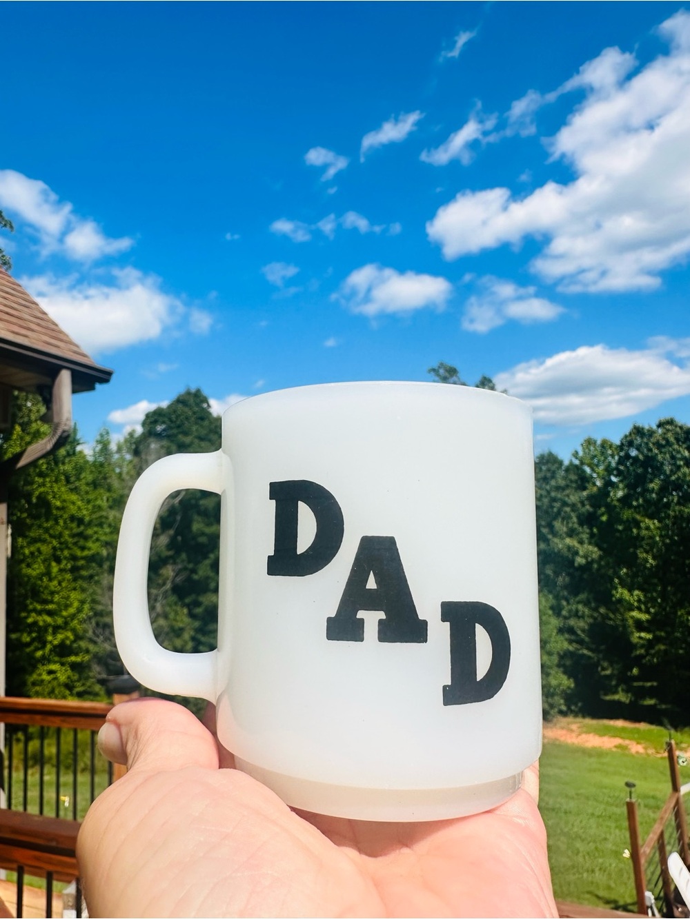 Vintage Glasbake Milk Glass "DAD" Coffee Mug